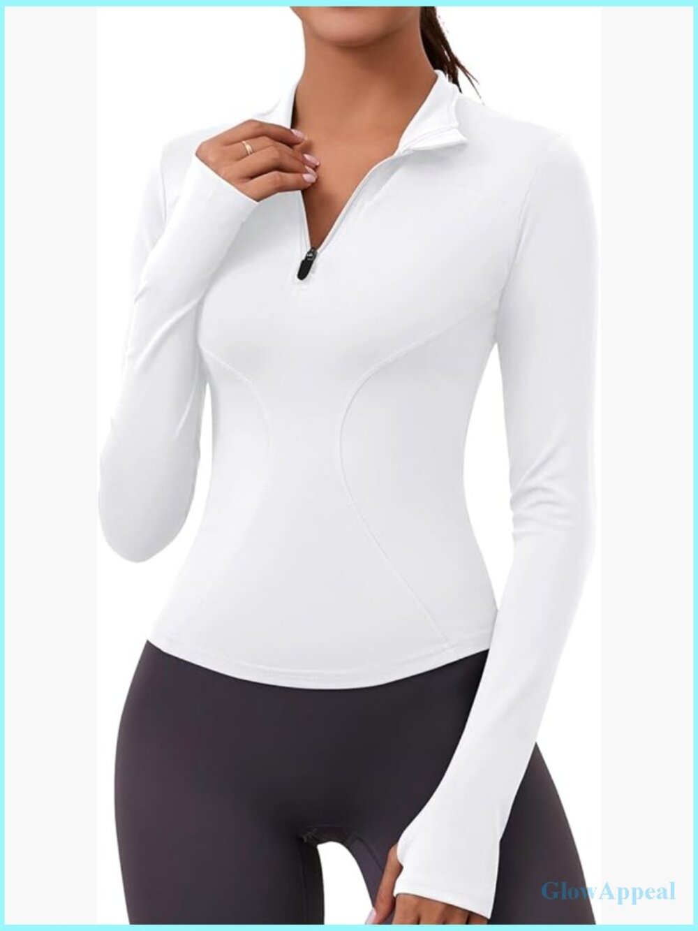 Long Sleeve Quarter Zip Crop Top Athletic Pullover Yoga Shirt
